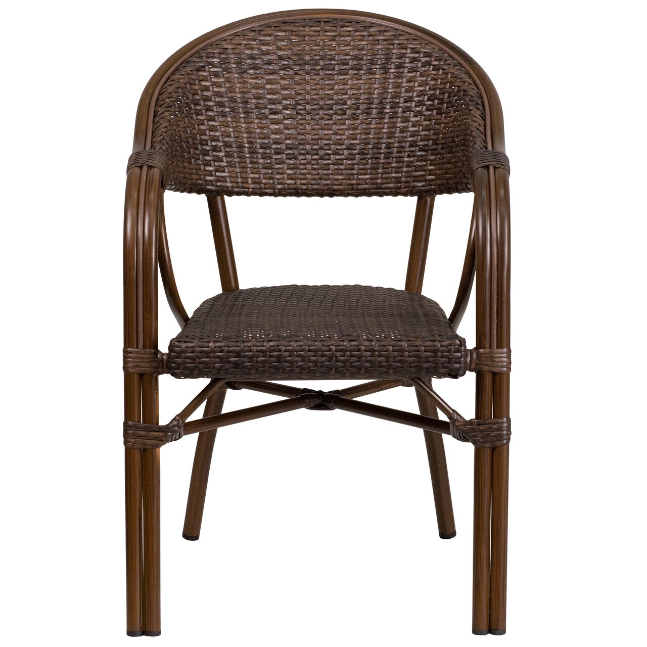 Flash Furniture 33.25&#x27;&#x27; Cocoa Brown Rattan Bamboo Frame Outdoor Furniture Patio Chair